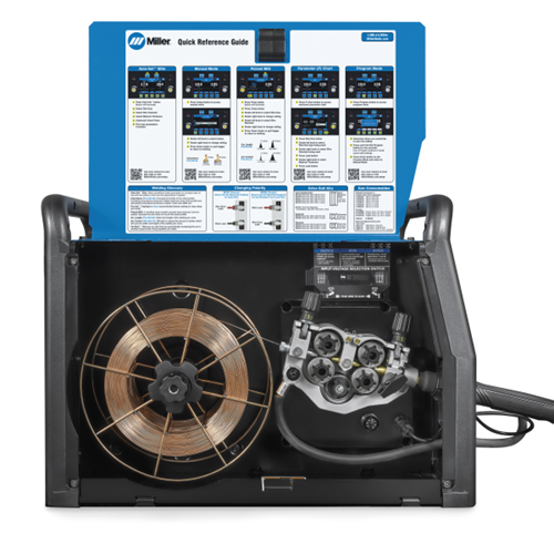 Millermatic 355 MIG/Pulsed Welder Side View and Wire Spool